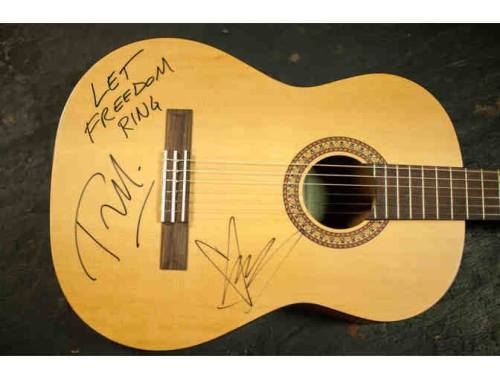 Bid on this guitar signed by Chris Cornell and Tom Morello. Proceeds will benefit the grassroots group 15 Now.