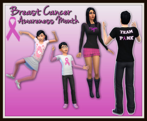 Breast Cancer Awareness Set 2 by ERae013
October is Breast Cancer Awareness Month - show your support by wearing pink!  Download ribbon shirts for your whole sim family:
Girl&#8217;s Carebear Shirt  |  Boy&#8217;s Long Tee  |  Women&#8217;s Sweater  |  Men&#8217;s Tee
&#8212;&#8212;&#8212;&#8212;&#8212;&#8212;&#8212;&#8212;&#8212;&#8212;&#8212;&#8212;&#8212;&#8212;&#8212;&#8212;&#8212;&#8212;&#8212;&#8212;&#8212;&#8212;&#8212;&#8212;&#8212;&#8212;&#8212;&#8212;&#8212;&#8212;&#8212;
The first set can be found here.
»»All of my CC can also be found on my blog.««