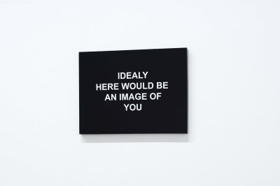 
Laure Prouvost Idealy Here Would Be an Image Of You 2013 Enamel paint on wooden panel 30 x 40 cm
