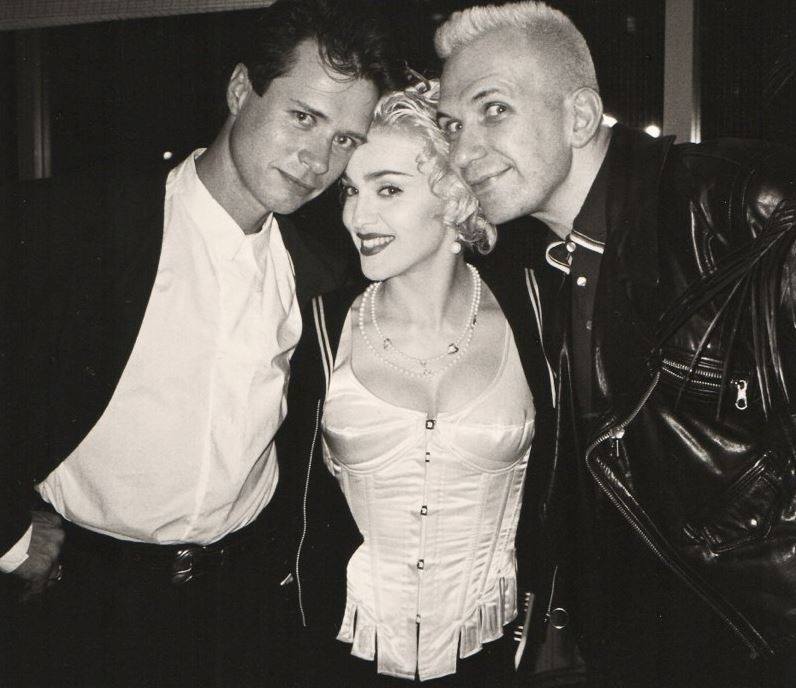 with Vincent Paterson and Jean-Paul Gaultier at Blond Ambition Tour Backstage