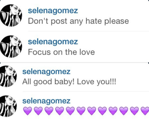 August 24: Selena commenting on a IG picture 