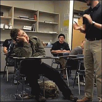 Teacher trolls sleeping student. [video]