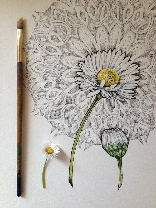 Pointillism Flower Art