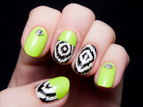 Neon blocked ikat inspired by nailsbyveryemily