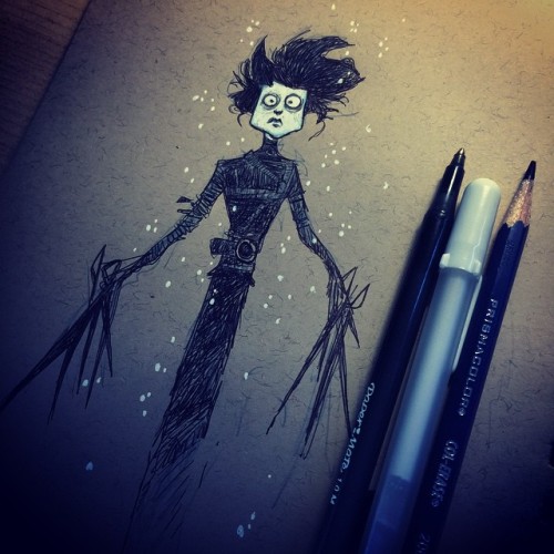 #inktober day 13! One of my all time favorite films, #edwardscissorhands. I was going to do a piece for an upcoming Tim burton tribute show but sadly ran out of time and won&#8217;t be a part of the show. For those of you interested in purchasing this drawing or any of my other inktober sketches email me at bluenitro@hotmail.com.