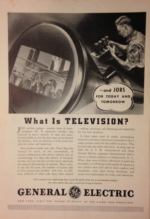 wordfromoursponsor:

"New products make new jobs." (General Electric, 1939)

Oh, if they only knew!