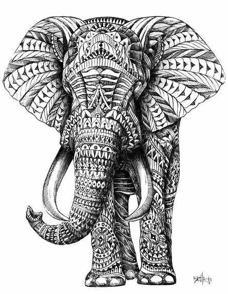 love art indie draw elephant animal tattoo big ...