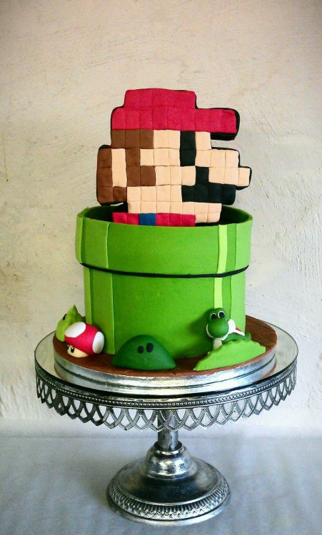8-bit Mario Cake Created by Ginger Pops