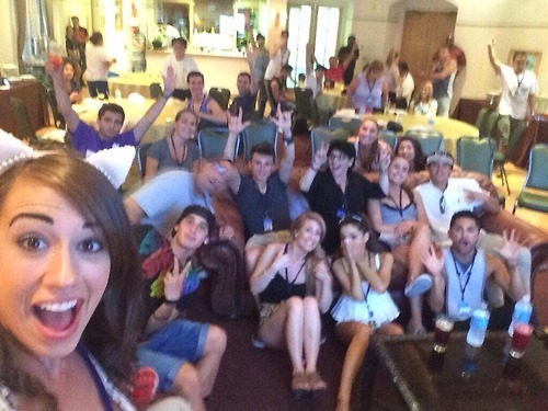 Beau, Jai and Ariana with all her crew watching Frankie Grande on Big Brother last night