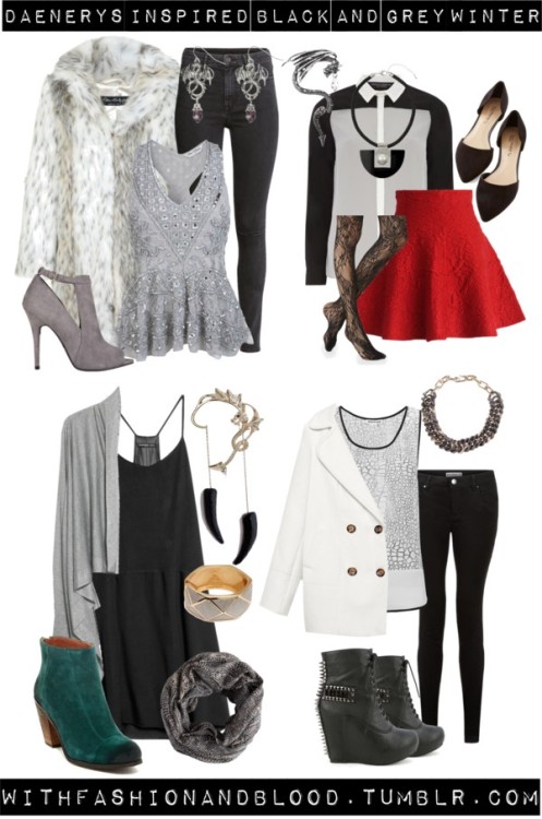 Daenerys inspired winter outfits in black and grey. by...