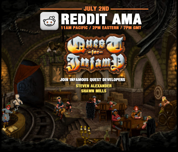 The Quest For Infamy Reddit AMA discussion is now live! You can ask them anything you want, from game development to influences, quests, characters or even what they had for lunch.

Is there anything you&#8217;d like to ask its creators, Steven Alexander and Shawn Mills? You better do it now! You only have to follow this link.
Gonçalo GonçalvesSocial Media AssociatePhoenix Online Studios