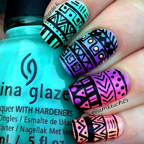 Tribal nails Credit to @amkuch15 (http://ift.tt/1puG2tE)