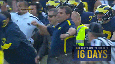 michiganathletics:<br /><br />Coach is fired up.<br />