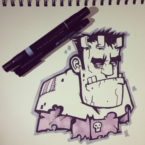 #drawlloween #day10 catch up #Frankenstein #monster #Halloween #draw #inktober #Inktober2014