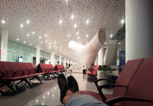  spanie na letisku, letisko v Shenzhene