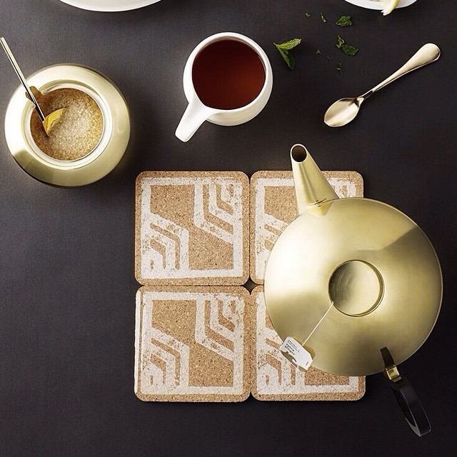 A little #witanddelightfortarget for the weekend! Love these cork coasters used as a trivet. (Pairs well with a @tomdixonstudio tea pot, too!)