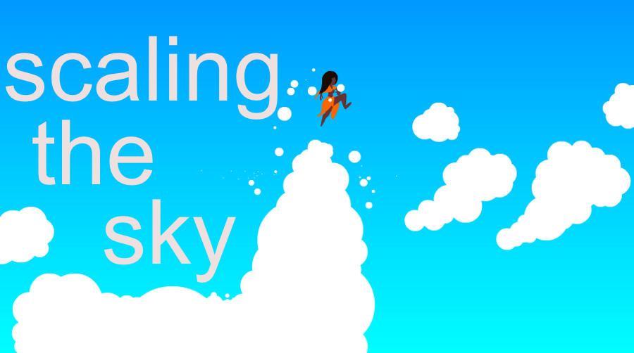 Scaling the Sky is a game about ascension by William Felkner, Chelsea Howe, and Michael Molinari.
Play Online
Why Try It: A kind of platformer with a very playful sense of movement and few obstacles or stressors.
Author’s Notes: "We decided to close out 2013 by posting all our lingering games - here’s Scaling the Sky, a surreal little experience created for the SF Indie Game Jam."
From the forest ambassador: If you find yourself getting stuck, experiment with the different ways your character moves in clouds and water and remember that your goal is to keep moving upwards.