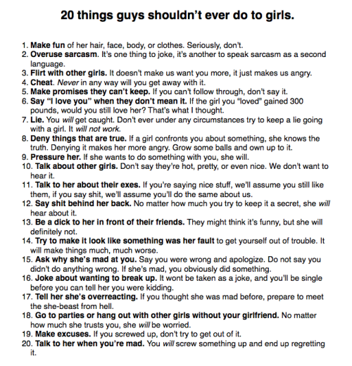 Things Not To Do When Dating A Guy