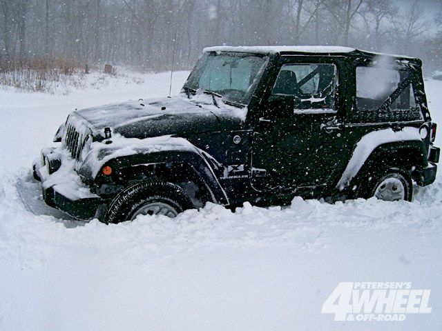 Lifted Jeep Wrangler in Snow