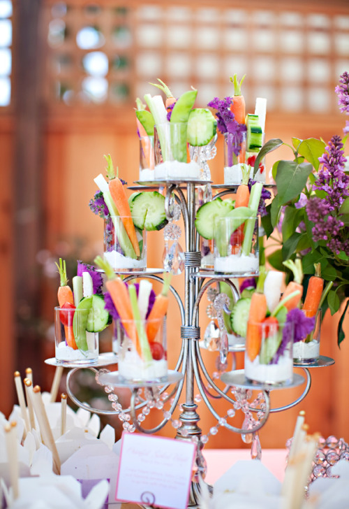 cute presentation for veggie appetizers at a