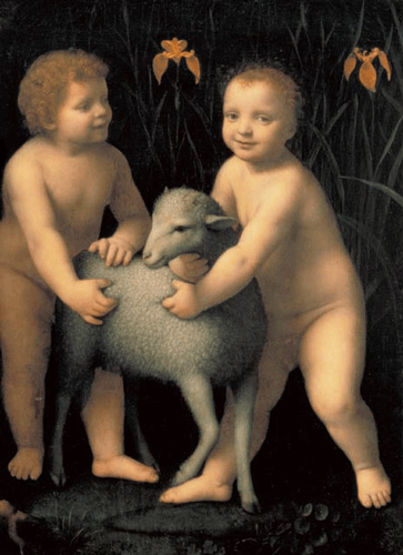 Bernardino Luini, The Christ Child and the Infant John the Baptist with a Lamb


This gives a totally new meaning to the Sermon on the Mount, huh? 

(via gif maker extraordinaire, Lulandia)