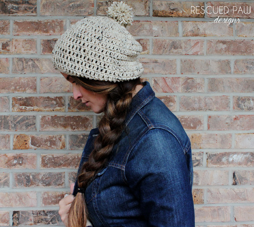 Ladies Slouchy Knitted Beret Hat with Pom Pom 