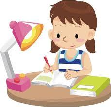 Schoolgirl studying hard