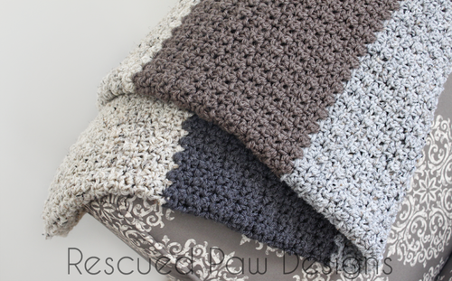 Crochet Pattern Natural Striped Blanket :: Easy Crochet