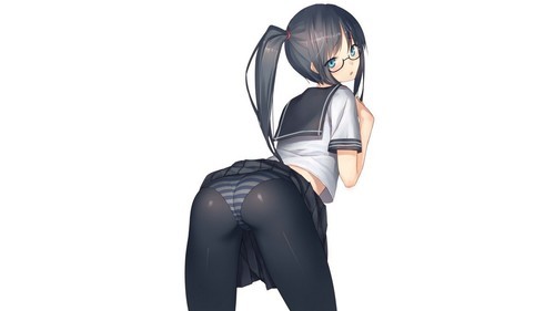 Anime schoolgirl school uniform panties