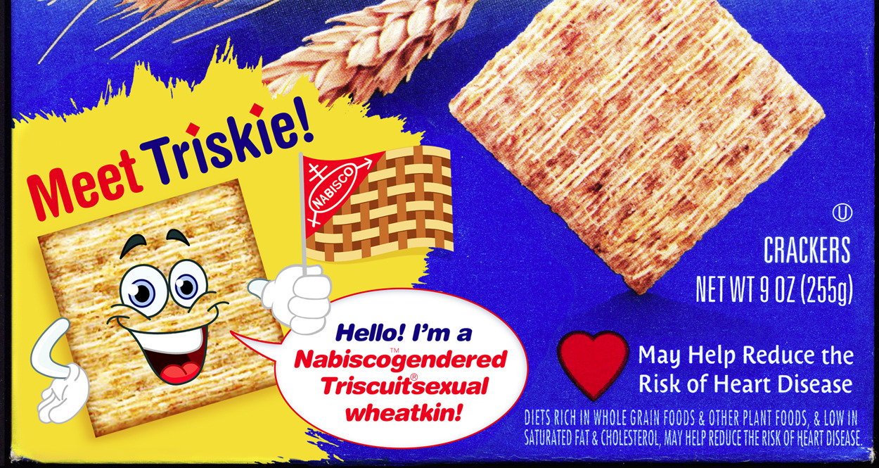 Nabisco™ and Tumblr are proud to introduce Triskie, the panromantic mascot with a corporately sponsored gender and sexuality!