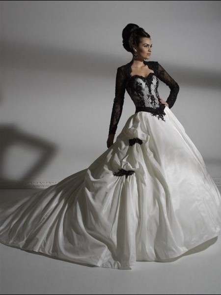 Black and white lace wedding dresses