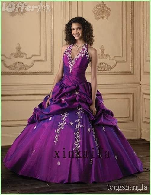 Purple ball gown prom dress