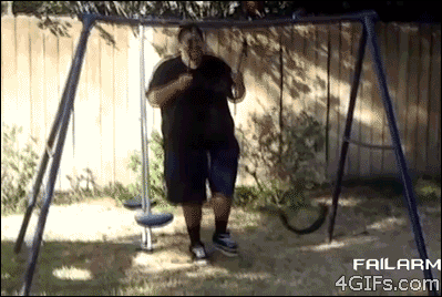 Fat guy swing set collapse
