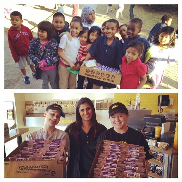 Which Wich Park Lane franchise owner Salima Bhojani &amp; team #spreadthelove at a community youth center! 