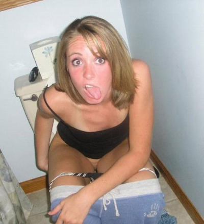 Young girl on toilet