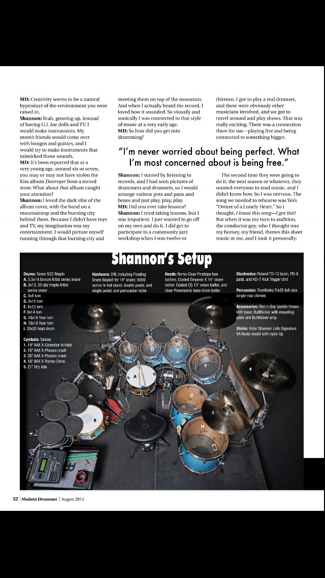 Shannon @Modern Drummer magazine - Août 2014 Tumblr_n7ou9x46cv1s1kf84o5_1280