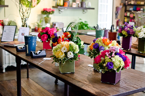 Helen Olivia Flowers arrangements on table