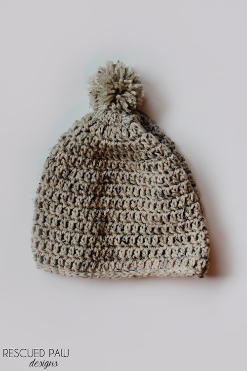 Crochet Slouchy Pom Pom Hat