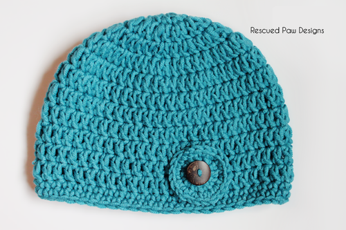 Crochet Hat Pattern - Circle Button Beanie - Crochet Circle Button Hat Pattern :: Easy Crochet
