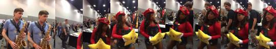 explosino:   fly-like-a-mermaid:  When Mario too carefree at Comic Con  Mama mia
