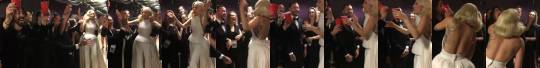 gagafanbasedotcom:  Lady Gaga and Dave Grohl (Foo Fighters) toasting on Oscars backstage. (02/28) 