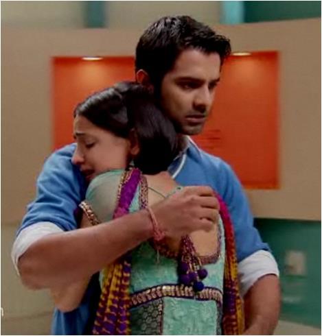 Khushi hugs Arnav when her father is ill.