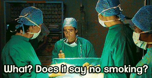 Green Wing Channel 4 TV Guy Smoking Theatre gif