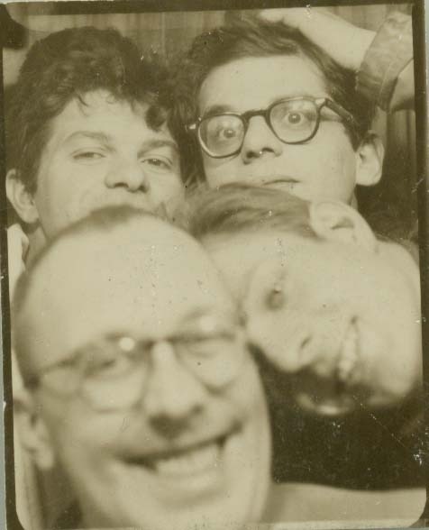  Clockwise: Gregory Corso, Allen Ginsberg, Peter Orlovsky, Paul Carrol, Chicago at time of Big Table reading, January 1959. c. Allen Ginsberg Estate 