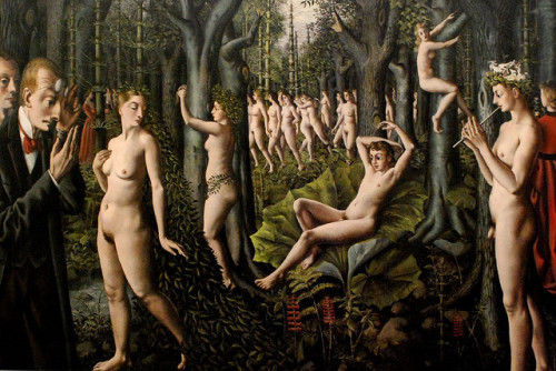 Paul Delvaux, The Awakening of the Forest, 1939, oil on canvas (via Art Institute of Chicago)
